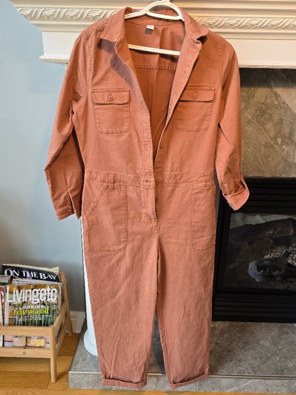 Old Navy Tie-Belt Utility Canvas Jumpsuit in Warm Hickory - Size S